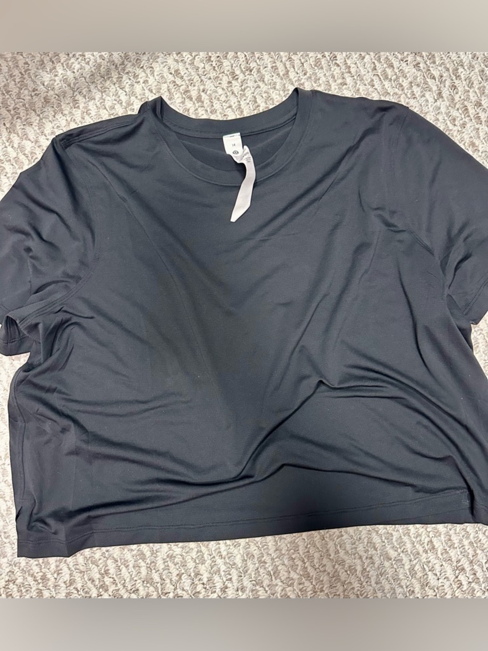 Classic Black Lululemon Cropped Crewneck Workout Tee